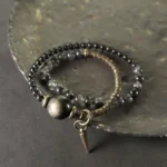 Golden Sheen Obsidian & Black Rutilated Quartz | Double-Wrap Protection - Buddha Bodhis Golden Sheen Obsidian & Black Rutilated Quartz