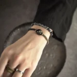 Golden Sheen Obsidian & Black Rutilated Quartz | Double-Wrap Protection 1 - Buddha Bodhis Golden Sheen Obsidian & Black Rutilated Quartz