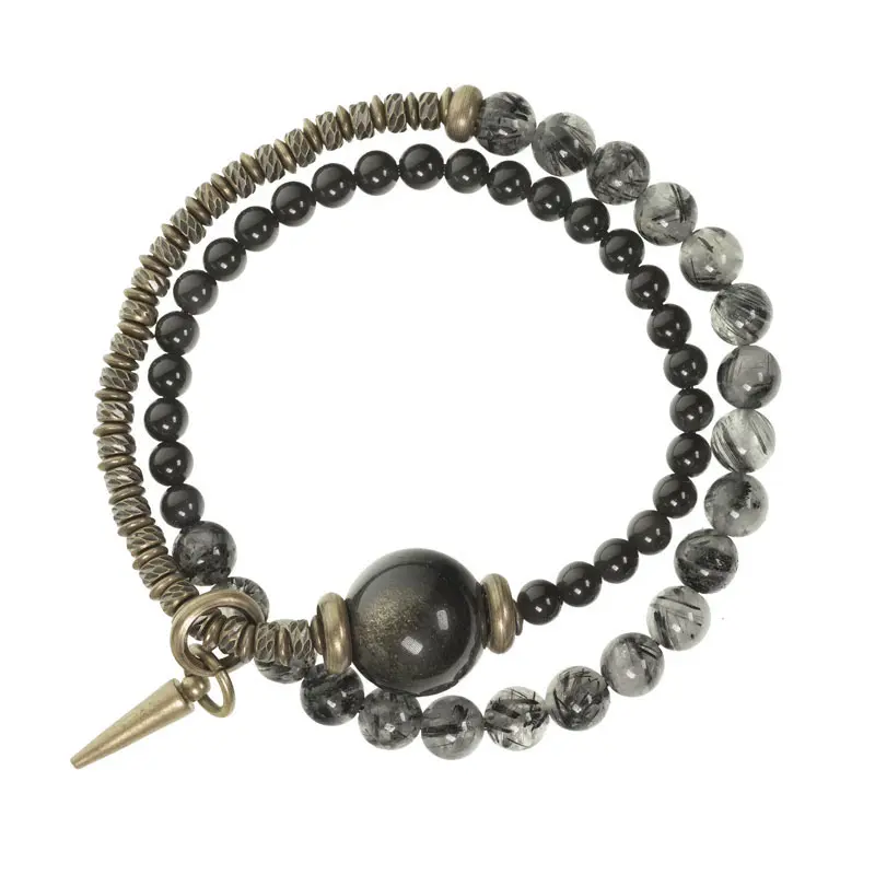 Golden Sheen Obsidian & Black Rutilated Quartz (5) Golden Sheen Obsidian & Black Rutilated Quartz