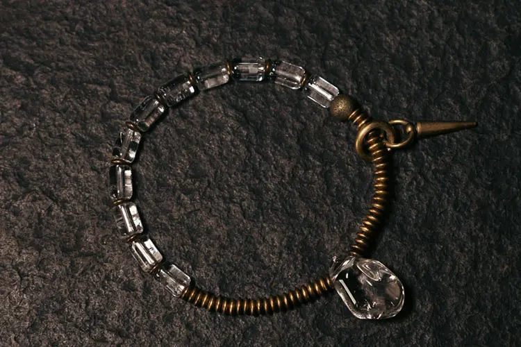 Industrial Crystal Bracelet | Clarity & Retro Brass 5 - Buddha Bodhis Industrial Crystal Bracelet Clarity & Retro Brass