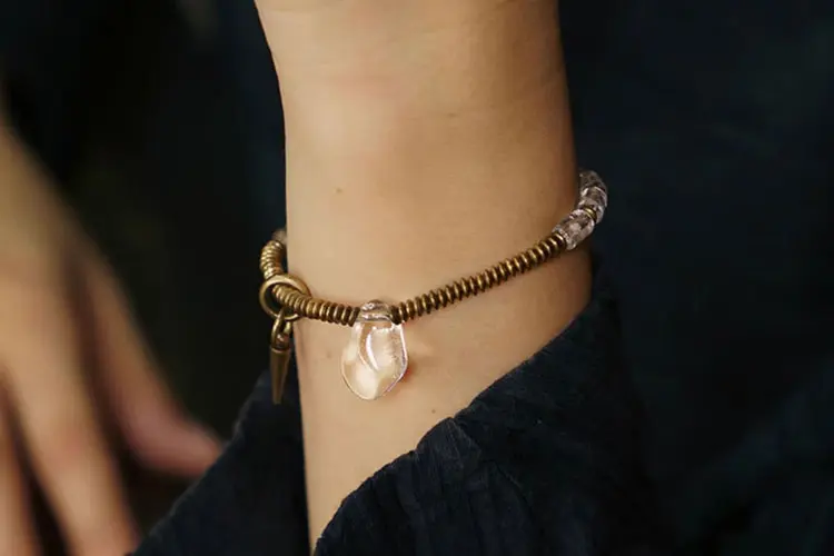 Industrial Crystal Bracelet | Clarity & Retro Brass 6 - Buddha Bodhis Industrial Crystal Bracelet Clarity & Retro Brass