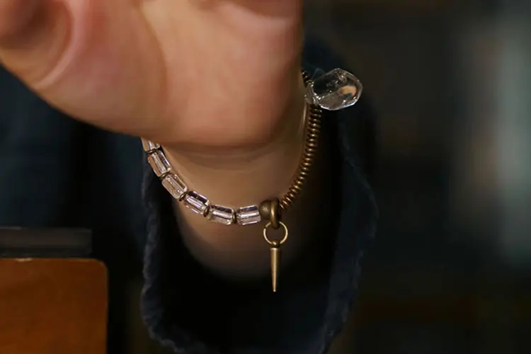 Industrial Crystal Bracelet | Clarity & Retro Brass 7 - Buddha Bodhis Industrial Crystal Bracelet Clarity & Retro Brass