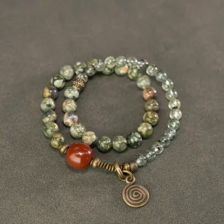 Kambaba Jasper & Green Rutilated Quartz Bracelet