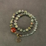 Kambaba Jasper & Green Rutilated Quartz Bracelet | Harmony & Growth 2 - Buddha Bodhis Kambaba Jasper & Green Rutilated Quartz Bracelet