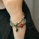 Kambaba Jasper & Green Rutilated Quartz Bracelet | Harmony & Growth 1 - Buddha Bodhis Kambaba Jasper & Green Rutilated Quartz Bracelet