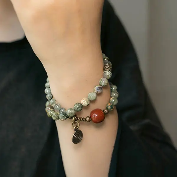 Kambaba Jasper & Green Rutilated Quartz Bracelet (4) Kambaba Jasper & Green Rutilated Quartz Bracelet