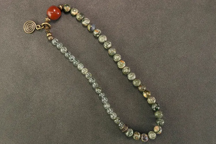 Kambaba Jasper & Green Rutilated Quartz Bracelet | Harmony & Growth 5 - Buddha Bodhis Kambaba Jasper & Green Rutilated Quartz Bracelet