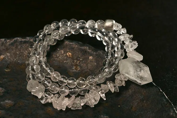 Layered Clear Quartz Bracelet | Crystal Point Jewelry 5 - Buddha Bodhis Layered Clear Quartz Bracelet Crystal Point Jewelry