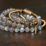 Mystic Labradorite & Vintage Brass Spiral Bracelet | Intuition & Protection 4 - Buddha Bodhis Mystic Labradorite & Vintage Brass Spiral Bracelet