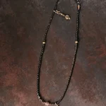 Real Black Obsidian & Ebony Wood Mala Bracelet | Root Chakra Protection 5 - Buddha Bodhis Obsidian Ebony Brass Mala Bracelet