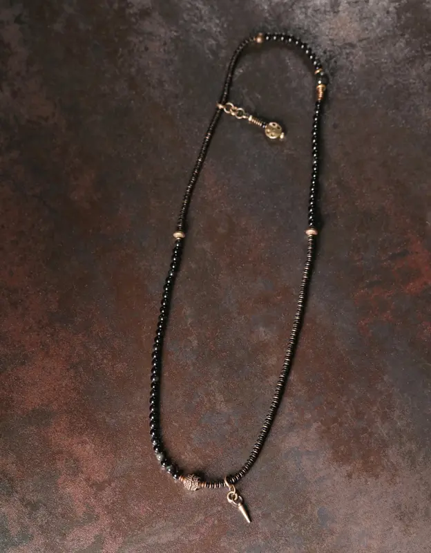Obsidian Ebony Brass Mala Bracelet (4) Obsidian Ebony Brass Mala Bracelet