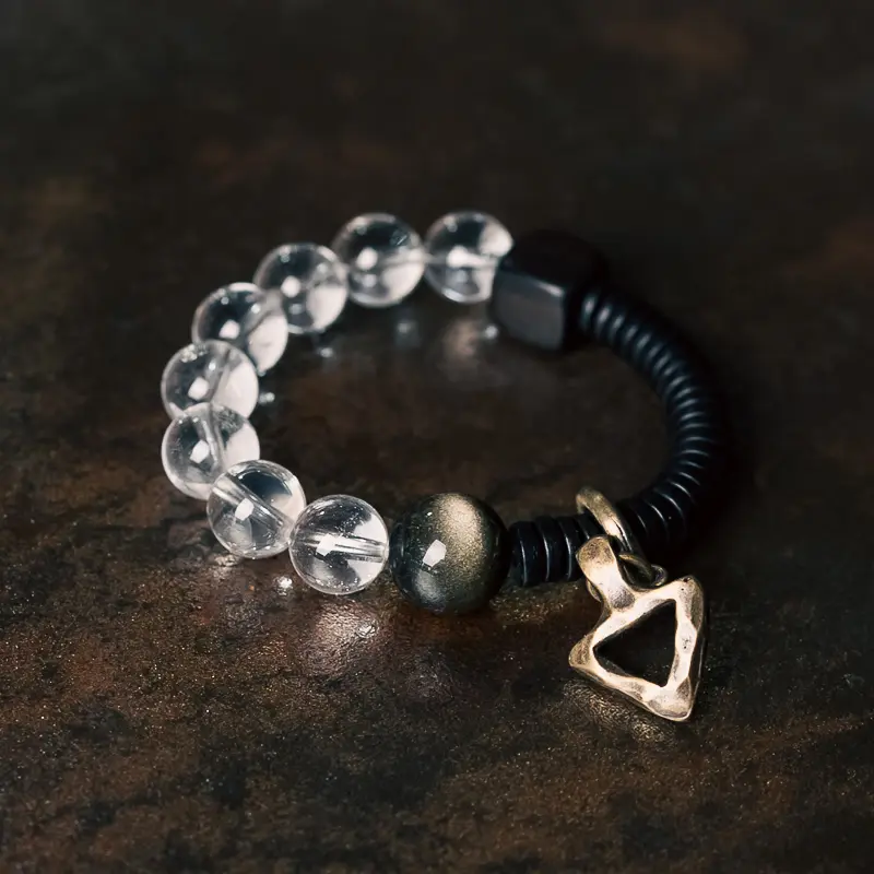 Obsidian and Quartz Arrowhead Bracelet Balance & Light (1) Obsidian and Quartz Arrowhead Bracelet Balance & Light