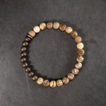 Zen Petrified Wood Bracelet: Brass Accents, Rustic & Individual 1 - Buddha Bodhis Petrified Wood Bracelet