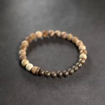 Zen Petrified Wood Bracelet: Brass Accents, Rustic & Individual 2 - Buddha Bodhis Petrified Wood Bracelet
