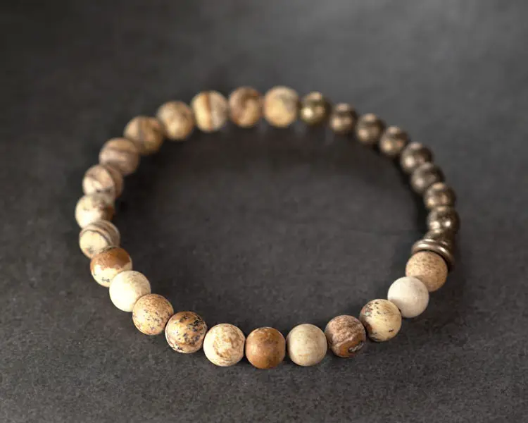 Zen Petrified Wood Bracelet: Brass Accents, Rustic & Individual 4 - Buddha Bodhis Petrified Wood Bracelet
