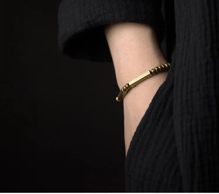 Pure Brass Zen Bracelet | Minimalist Vintage | Couple's Gift 6 - Buddha Bodhis Pure Brass Zen Bracelet