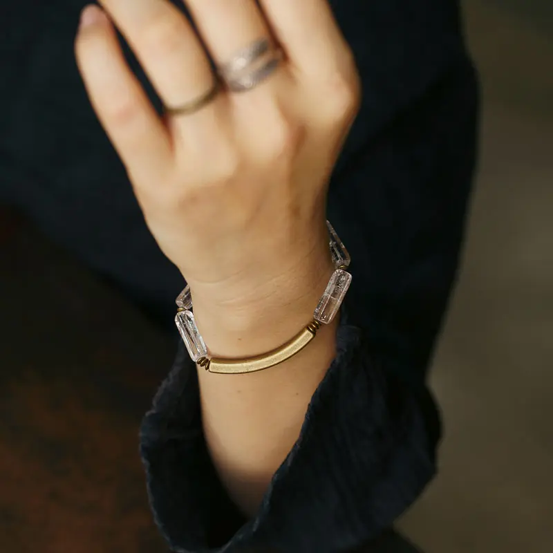 Raw Clear Quartz Bracelet Clarity & Grounding Jewelry (3) Raw Clear Quartz Bracelet Clarity & Grounding Jewelry