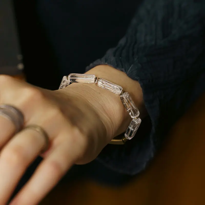 Raw Clear Quartz Bracelet Clarity & Grounding Jewelry (4) Raw Clear Quartz Bracelet Clarity & Grounding Jewelry