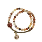 Red Flower Crystal & Alxa Agate Beaded Bracelet | Zen Flow & Protection 4 - Buddha Bodhis Red Flower Crystal & Alxa Agate Beaded Bracelet