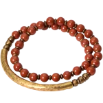 Double-Layer Red Jasper Bracelet | Brass Ethnic Couple Design 4 - Buddha Bodhis Red Jasper Bracelet