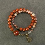 Red Jasper & Red Phantom Quartz Bracelet | Vitality & Grounding 2 - Buddha Bodhis Red Jasper & Red Phantom Quartz Bracelet