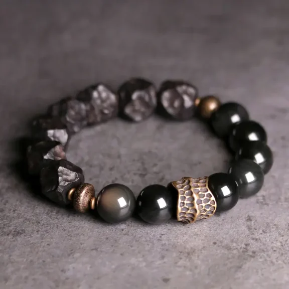 10 Types of Sandalwood Bracelets: A Complete Guide 1 - Buddha Bodhis Retro-Chic Ebony Wood & Obsidian Bracelet