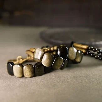 Retro-Chic Obsidian Bracelet-4