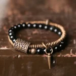 Retro Obsidian Brass Bracelet | Spiritual Protection & Style 2 - Buddha Bodhis Retro Obsidian Brass Bracelet