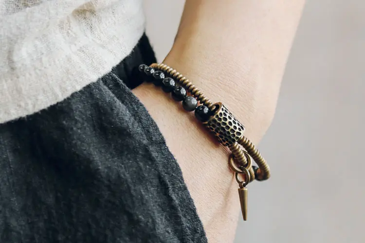 Retro Obsidian Brass Bracelet | Spiritual Protection & Style 7 - Buddha Bodhis Retro Obsidian Brass Bracelet