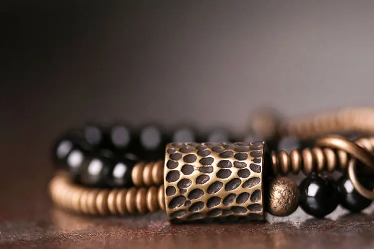 Retro Obsidian Brass Bracelet | Spiritual Protection & Style 6 - Buddha Bodhis Retro Obsidian Brass Bracelet