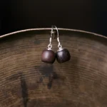 Serene Ebony Wood Earrings | Essence of Zen 3 - Buddha Bodhis Ebony Wood Earrings