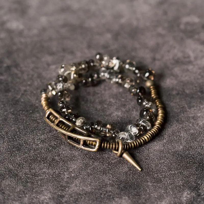Smoky Quartz Coil Bracelet Industrial Spiritual Jewelry (1) Smoky Quartz Coil Bracelet Industrial Spiritual Jewelry