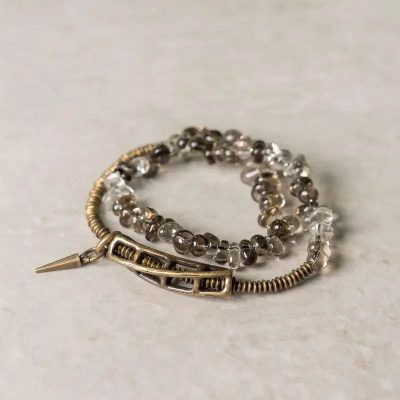 Smoky Quartz Coil Bracelet Industrial Spiritual Jewelry (4) Smoky Quartz Coil Bracelet Industrial Spiritual Jewelry