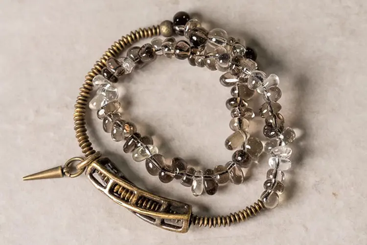 Smoky Quartz Coil Bracelet | Industrial Spiritual Jewelry 5 - Buddha Bodhis Smoky Quartz Coil Bracelet Industrial Spiritual Jewelry