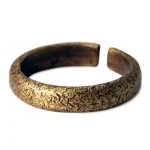 Band Textured Brass Ring | Vintage Zen Adjustable 4 - Buddha Bodhis Textured Brass Ring