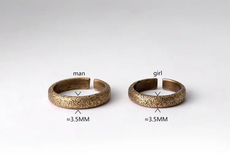 Band Textured Brass Ring | Vintage Zen Adjustable 6 - Buddha Bodhis Textured Brass Ring