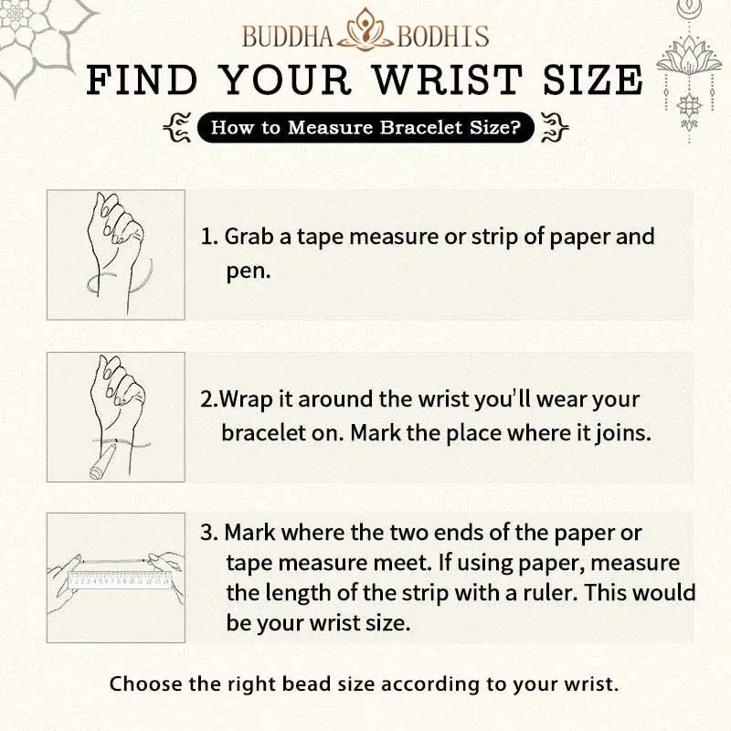 Citrine & Bodhi Seed Bracelet | Prosperity & Grounding 1 - Buddha Bodhis 6mm vs 8mm vs 10mm crystal bead size comparison on wrist