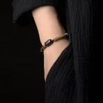 Zen Ebony Wood Brass Bracelet | Minimalist Vintage | Grounding Force 1 - Buddha Bodhis Zen Ebony Wood Brass Bracelet