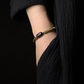 Zen Ebony Wood Brass Bracelet