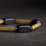 Zen Ebony Wood Brass Bracelet | Minimalist Vintage | Grounding Force 2 - Buddha Bodhis Zen Ebony Wood Brass Bracelet