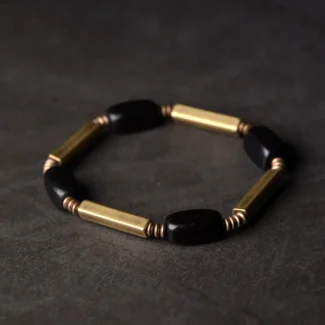 Zen Ebony Wood Brass Bracelet