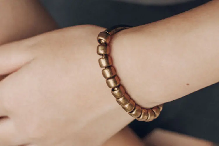 Zen Hammered Brass Bracelet | Vintage Meditation Jewelry 7 - Buddha Bodhis Zen Hammered Brass Bracelet