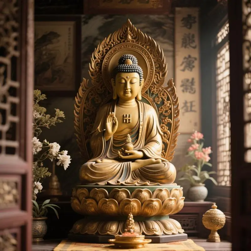 Natural Blue Aura Jadeite Thousand-Hand Kwan Yin & Dragon Pendant | Eternal Protection - Buddha Bodhis Buddhist home altar with incense and flowers