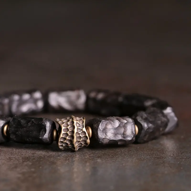Carved Ebony Armor Bracelet Wabi Sabi Protection Jewelry (3) Carved Ebony Armor Bracelet Wabi Sabi Protection Jewelry