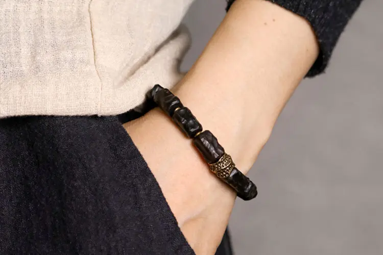 Carved Ebony Armor Bracelet | Wabi Sabi Protection Jewelry 7 - Buddha Bodhis Carved Ebony Armor Bracelet Wabi Sabi Protection Jewelry