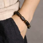 Carved Ebony Brass Bracelet | Wabi Sabi Armor Jewelry 1 - Buddha Bodhis Carved Ebony Brass Bracelet Wabi Sabi Armor Jewelry