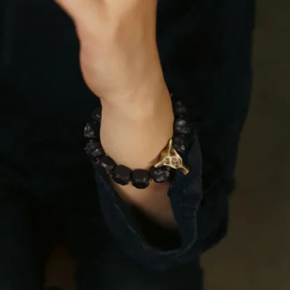 Carved Ebony Bull Bracelet Strength & Grounding Jewelry