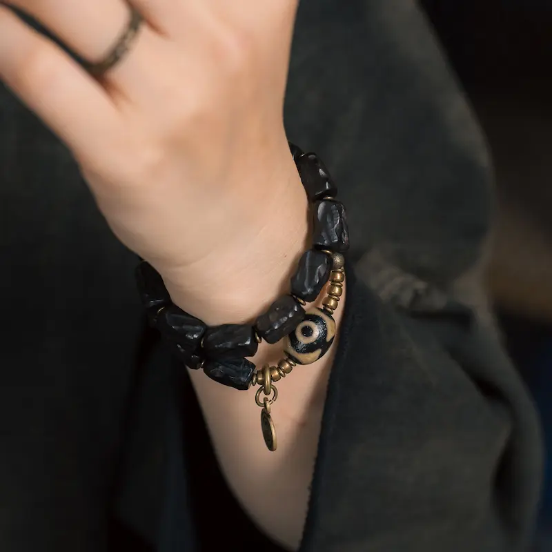 Carved Ebony Evil Eye Bracelet Ancient Protection Amulet (4) Carved Ebony Evil Eye Bracelet Ancient Protection Amulet