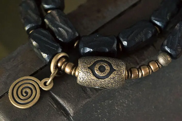 Carved Ebony Evil Eye Bracelet | Ancient Protection Amulet 6 - Buddha Bodhis Carved Ebony Evil Eye Bracelet Ancient Protection Amulet