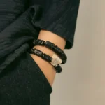 Carved Ebony Silver Bracelet | Wabi Sabi Grounding 1 - Buddha Bodhis Carved Ebony Silver Bracelet Wabi Sabi Grounding